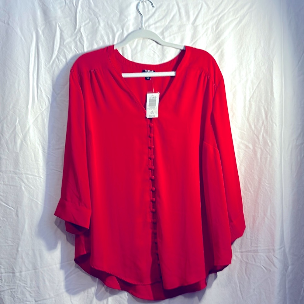 Size 2X beautiful, sexy red blouse